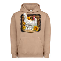 Pigment Burro perched chicken with sunflowers leopard background Urban Hoodie - LillyAllenDesigns