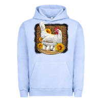 Pigment Grape Ice perched chicken with sunflowers leopard background Urban Hoodie - LillyAllenDesigns