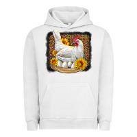 Pigment Lunar Rock perched chicken with sunflowers leopard background Urban Hoodie - LillyAllenDesigns