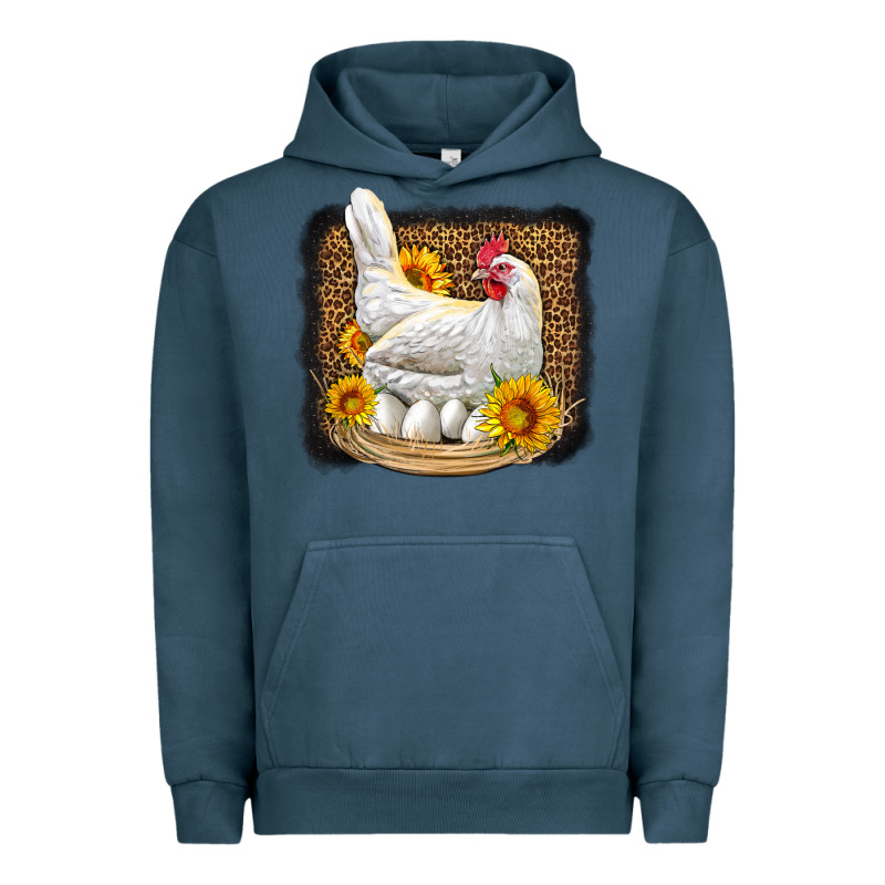 Perched Chicken With Sunflowers Leopard Background Urban Hoodie by LillyAllenDesigns | Teevron