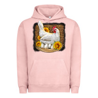 Pigment Salmon perched chicken with sunflowers leopard background Urban Hoodie - LillyAllenDesigns