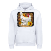 White perched chicken with sunflowers leopard background Urban Hoodie - LillyAllenDesigns