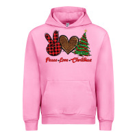 Fuchsia Pink peace love christmas Urban Hoodie - BarkalooDesign