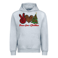 Heather Grey peace love christmas Urban Hoodie - BarkalooDesign