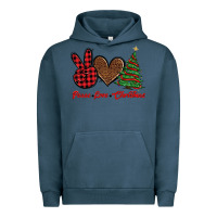 Pigment Midnight Navy peace love christmas Urban Hoodie - BarkalooDesign