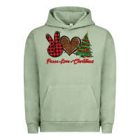Pigment Oil Green peace love christmas Urban Hoodie - BarkalooDesign