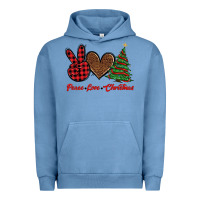Pigment Pebble Blue peace love christmas Urban Hoodie - BarkalooDesign