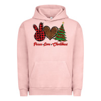 Pigment Salmon peace love christmas Urban Hoodie - BarkalooDesign