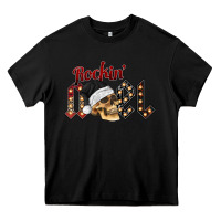 Black rockin noel skull Heavy Core Tee - CowhideDigitalArt