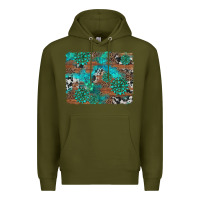 Army Green gemstone wood and cowhide background Premium Hoodie - Artiststas