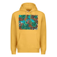 Mustard gemstone wood and cowhide background Premium Hoodie - Artiststas