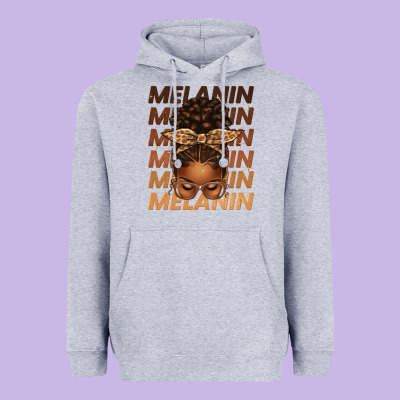 Melanin Afro Messy Bun Heavyweight Hoodie Designed By Texasbilliewilder