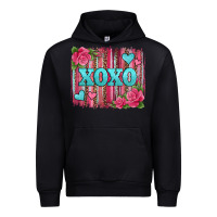 Xoxo Valentines Day Leopard Glitter Brushstroke Urban Hoodie | Teevron