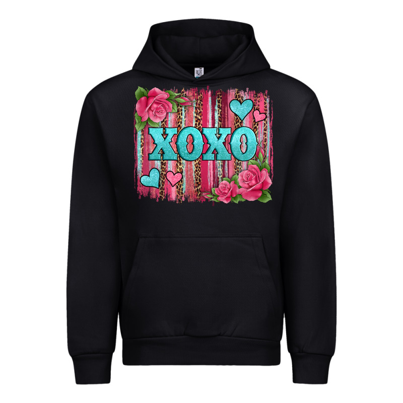 Xoxo Valentines Day Leopard Glitter Brushstroke Urban Hoodie by Jasminsmagicworld | Teevron
