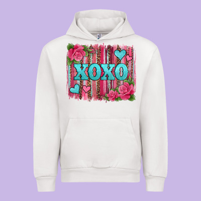 Xoxo Valentines Day Leopard Glitter Brushstroke Urban Hoodie Designed By Jasminsmagicworld
