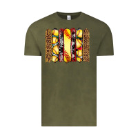 Vintage Olive softball serape leopard cowhide glitter brushstrokes Vintage Tee - Artiststas