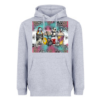 Heather Grey cartoon characters coffee cups Heavyweight Hoodie - Zillion Design Studio