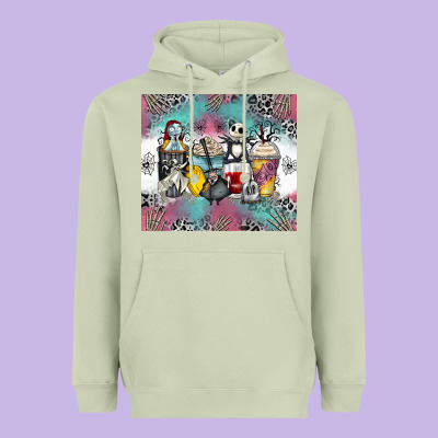 Cartoon Characters Coffee Cups Heavyweight Hoodie Designed By Zillion Design Studio