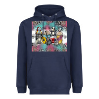 Navy cartoon characters coffee cups Heavyweight Hoodie - Zillion Design Studio