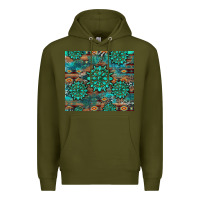 Army Green gemstone turquoises aztec leopard cowhide Premium Hoodie - Artiststas