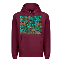 Burgundy gemstone turquoises aztec leopard cowhide Premium Hoodie - Artiststas