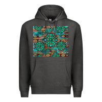 Charcoal Heather gemstone turquoises aztec leopard cowhide Premium Hoodie - Artiststas