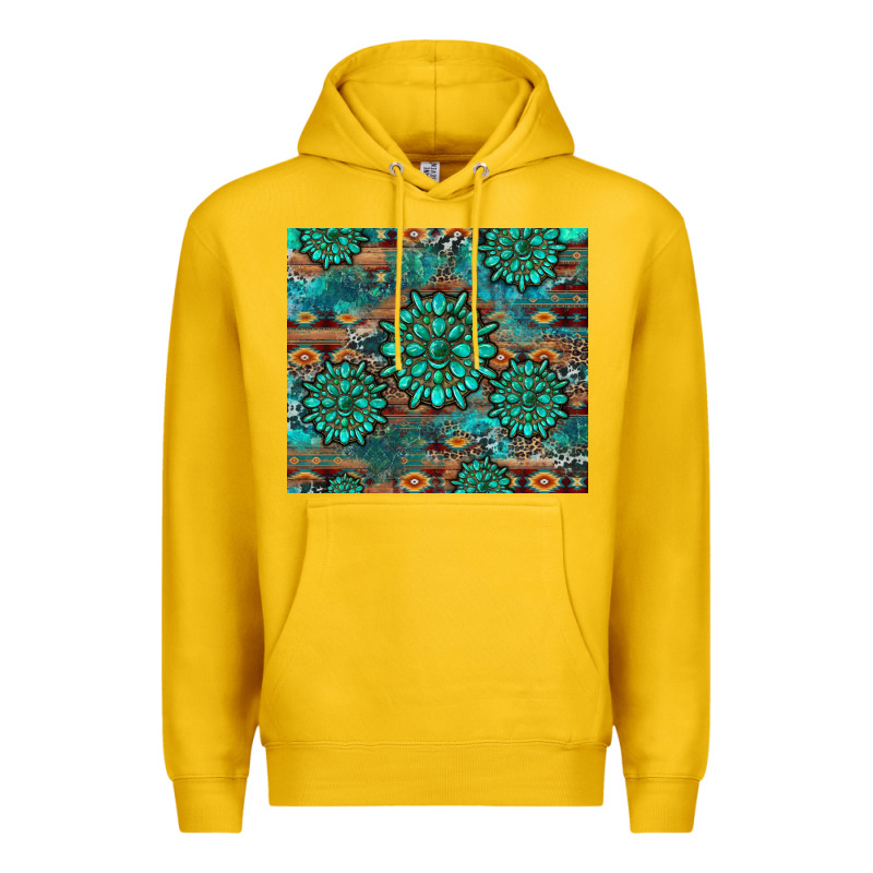 Gemstone Turquoises Aztec Leopard Cowhide Premium Hoodie by Artiststas | Teevron