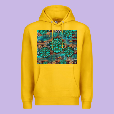 Gemstone Turquoises Aztec Leopard Cowhide Premium Hoodie Designed By Artiststas