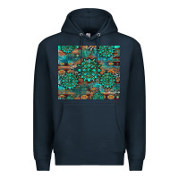 Navy gemstone turquoises aztec leopard cowhide Premium Hoodie - Artiststas