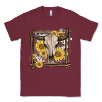 Burgundy western bull skull Classic Tee - MaliasSmallBusiness