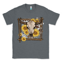 Charcoal Heather western bull skull Classic Tee - MaliasSmallBusiness