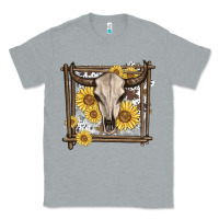 Heather Grey western bull skull Classic Tee - MaliasSmallBusiness