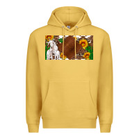 Antique Gold baby goats and sunflower and cactus with cowhide license plate Premium Hoodie - Artiststas