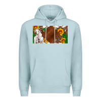 Blue Mist baby goats and sunflower and cactus with cowhide license plate Premium Hoodie - Artiststas
