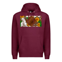 Burgundy baby goats and sunflower and cactus with cowhide license plate Premium Hoodie - Artiststas