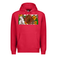 Cardinal baby goats and sunflower and cactus with cowhide license plate Premium Hoodie - Artiststas
