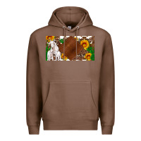Chestnut baby goats and sunflower and cactus with cowhide license plate Premium Hoodie - Artiststas