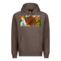 Coffee baby goats and sunflower and cactus with cowhide license plate Premium Hoodie - Artiststas