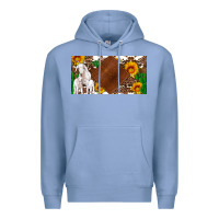 Colony Blue baby goats and sunflower and cactus with cowhide license plate Premium Hoodie - Artiststas
