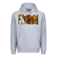 Heather Grey baby goats and sunflower and cactus with cowhide license plate Premium Hoodie - Artiststas