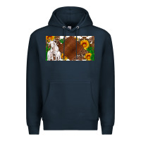 Navy baby goats and sunflower and cactus with cowhide license plate Premium Hoodie - Artiststas