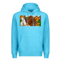 Ocean Blue baby goats and sunflower and cactus with cowhide license plate Premium Hoodie - Artiststas