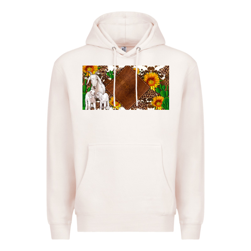 Baby Goats And Sunflower And Cactus With Cowhide License Plate Premium Hoodie by Artiststas | Teevron