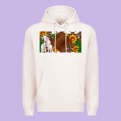 Baby Goats And Sunflower And Cactus With Cowhide License Plate Premium Hoodie Designed By Artiststas