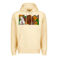 Pina Colada baby goats and sunflower and cactus with cowhide license plate Premium Hoodie - Artiststas