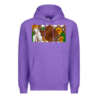 Purple baby goats and sunflower and cactus with cowhide license plate Premium Hoodie - Artiststas