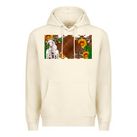 Sandshell baby goats and sunflower and cactus with cowhide license plate Premium Hoodie - Artiststas