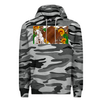 Slate Camo baby goats and sunflower and cactus with cowhide license plate Premium Hoodie - Artiststas