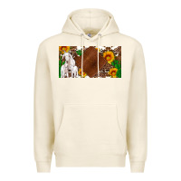 Tofu baby goats and sunflower and cactus with cowhide license plate Premium Hoodie - Artiststas