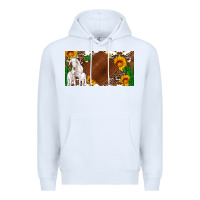 White baby goats and sunflower and cactus with cowhide license plate Premium Hoodie - Artiststas